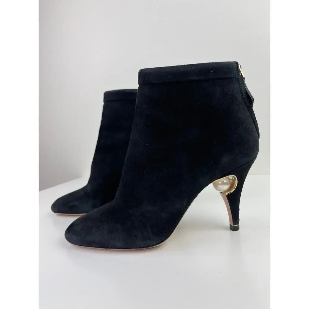 Nicholas Kirkwood Penelope Pearl Ankle Suede Boots Bootie Stiletto Heel Sz 36 6